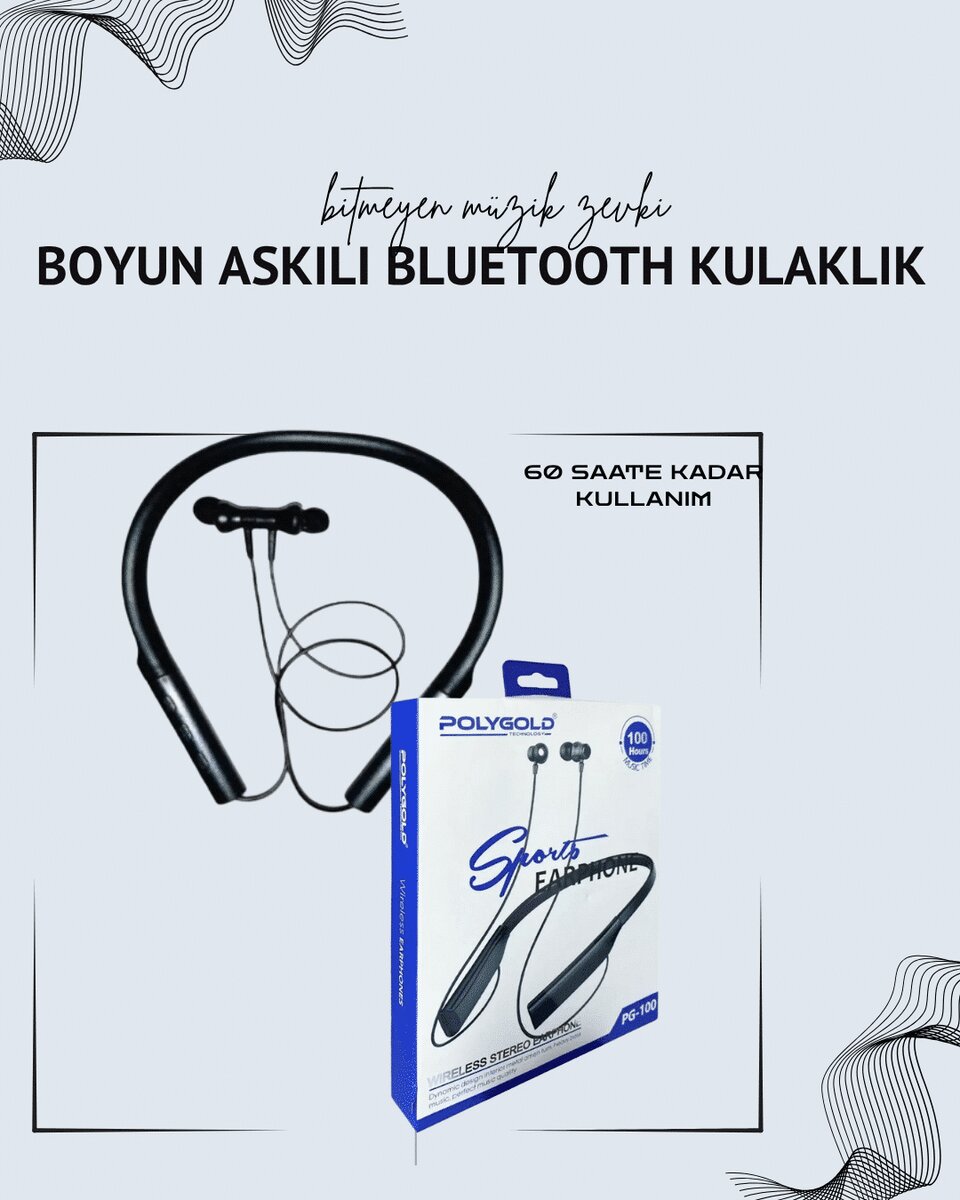 Polygold PG-100 Boyun Askılı Kablosuz Kulaklık – 200 Saat Bekleme Süresi, Stereo Ses, Mikrofonlu Polygold PG-100 Boyun Askılı Kablosuz Kulaklık – 200 Saat Bekleme Süresi, Stereo Ses, Mikrofonlu
