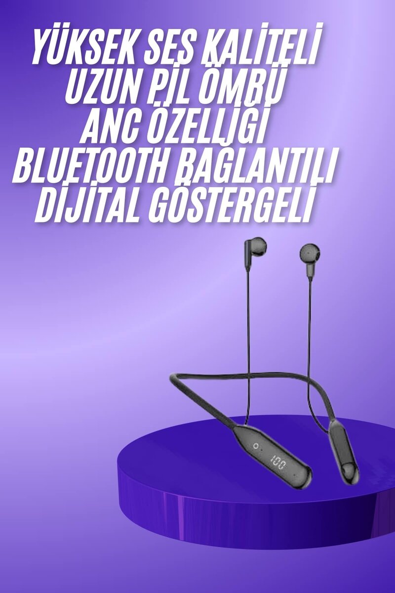 Boyun Bantlı Kablolu Yüksek Ses Kaliteli Bluetooth Kulaklık Uzun Pil Ömrü 100 saat sarj
