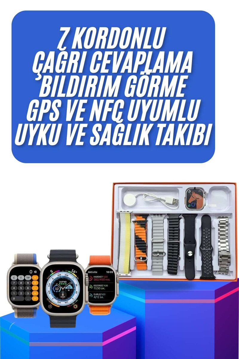 Unısex 7 Kordonlu Çok Fonksiyonlu Nabız Ölçer Uyku ve Sağlık Takibi Unısex 7 Kordonlu Çok Fonksiyonlu Nabız Ölçer Uyku ve Sağlık Takibi