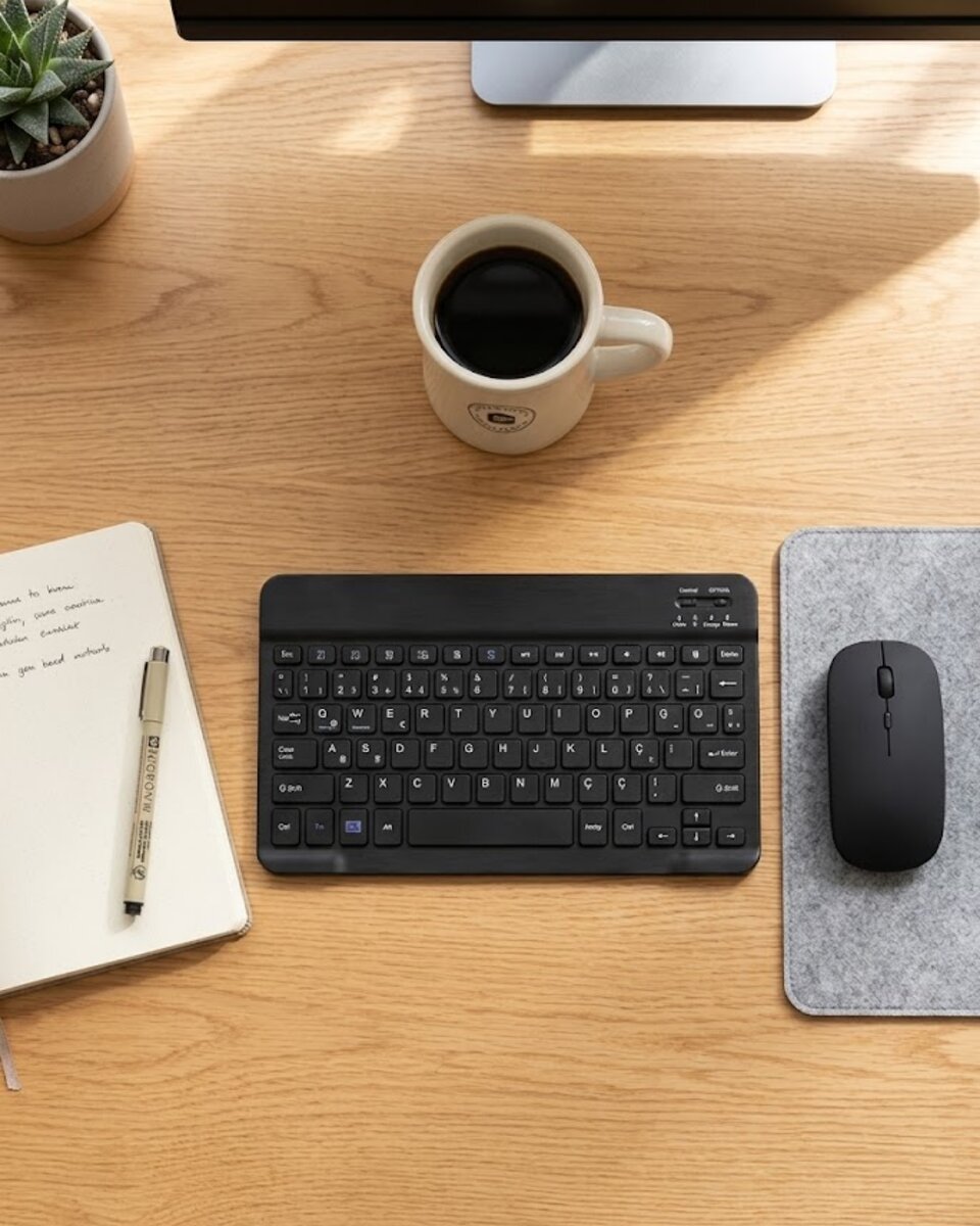 Kablosuz Klavye ve Mouse Kombosu Bluetooth Uyumlu Sessiz Set Kablosuz Klavye ve Mouse Kombosu Bluetooth Uyumlu Sessiz Set
