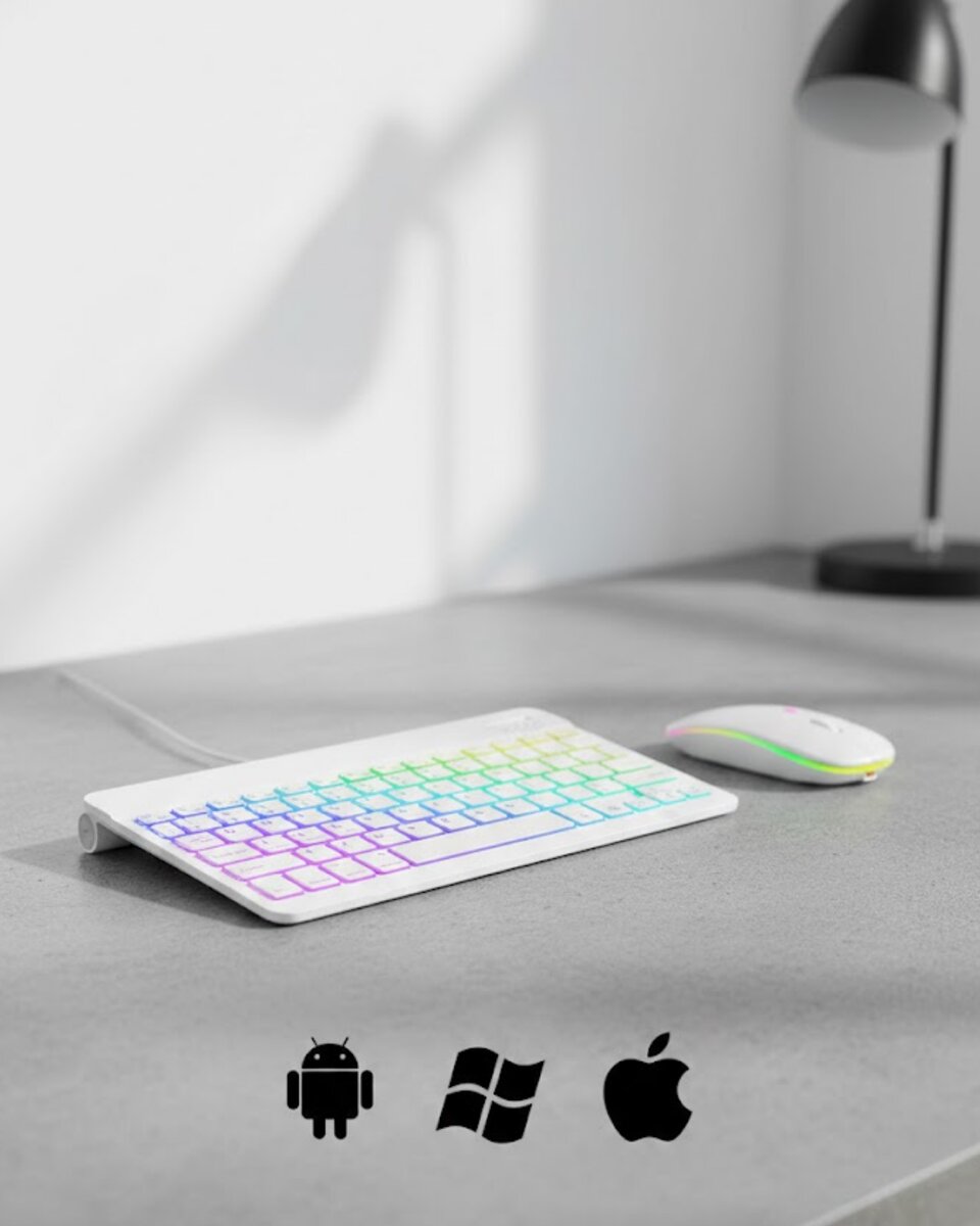 Türkçe Q Aydınlatmalı Klavye Mouse Seti Kablosuz Bluetooth Destekli Türkçe Q Aydınlatmalı Klavye Mouse Seti Kablosuz Bluetooth Destekli