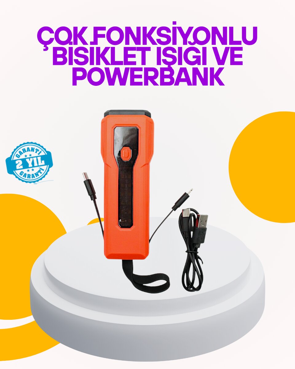 Su Geçirmez Bisiklet Işığı 5000 mAh Powerbankli Ön Far Su Geçirmez Bisiklet Işığı 5000 mAh Powerbankli Ön Far