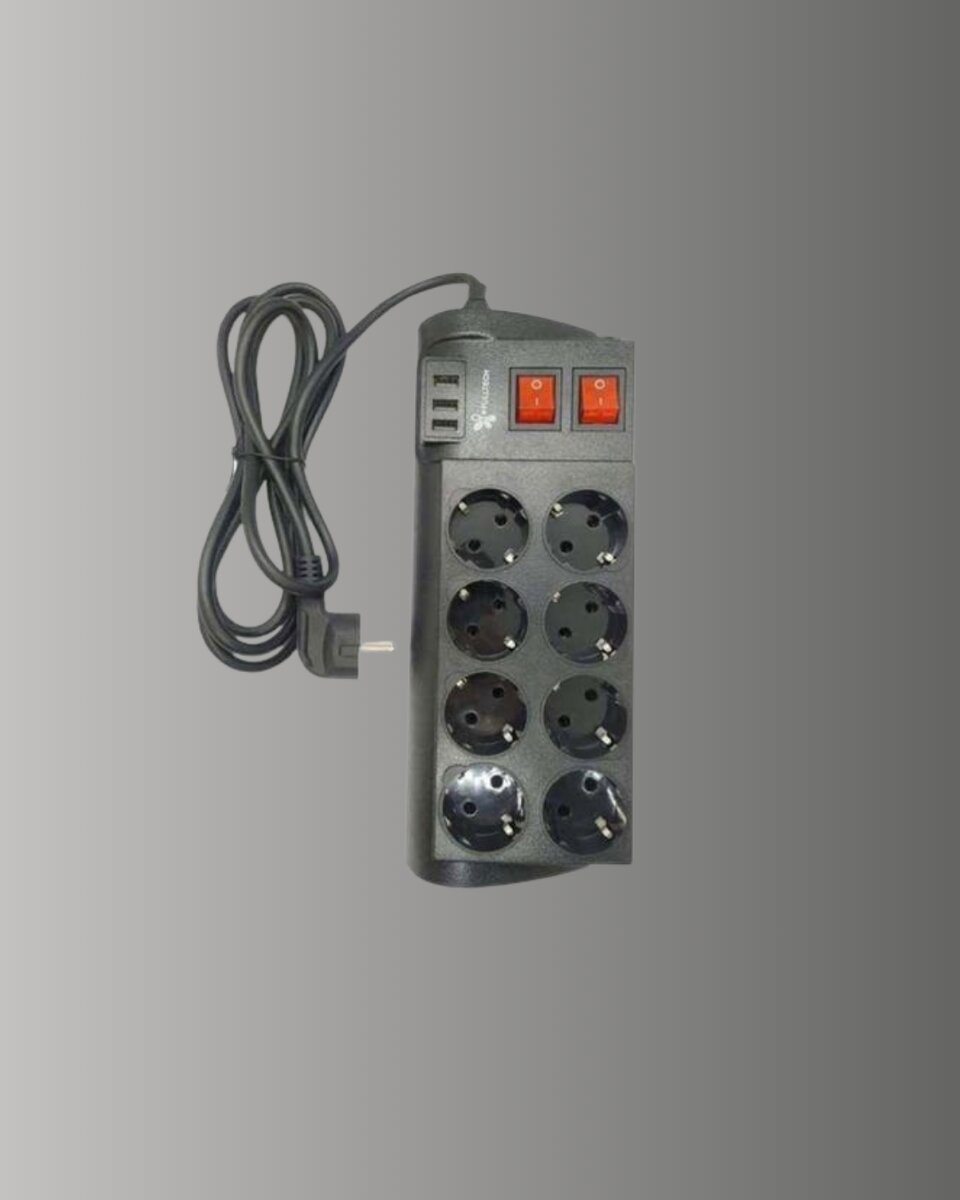 Güçlü Termal Korumalı 8 Priz + 3 USB Çoklu Uzatma Kablosu 2m Güçlü Termal Korumalı 8 Priz + 3 USB Çoklu Uzatma Kablosu 2m