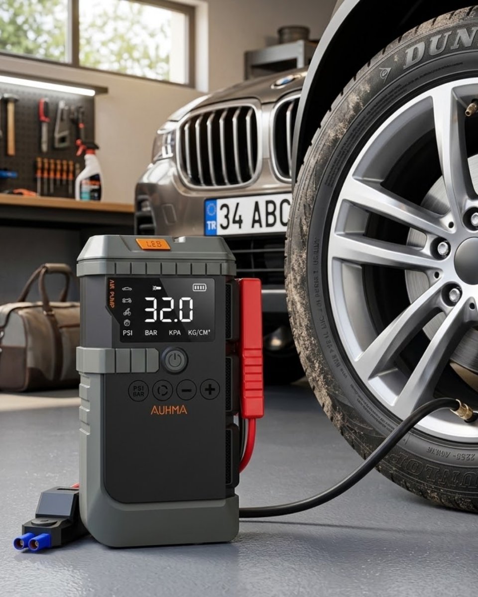 Akıllı Lastik Şişirme Kompresörü Akü Takviye Özellikli LED Fenerli Taşınabilir Güç Ünitesi Akıllı Lastik Şişirme Kompresörü Akü Takviye Özellikli LED Fenerli Taşınabilir Güç Ünitesi
