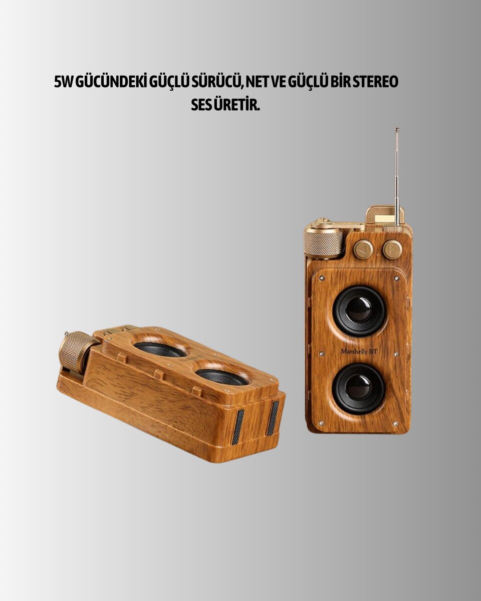 Vintage Tasarımlı Bluetooth Hoparlör Uzun Pil Ömürlü ve FM Destekli Vintage Tasarımlı Bluetooth Hoparlör Uzun Pil Ömürlü ve FM Destekli