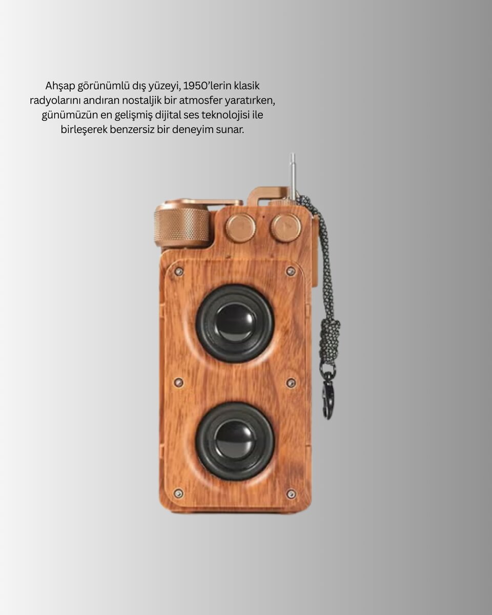 Vintage Tasarımlı Bluetooth Hoparlör Uzun Pil Ömürlü ve FM Destekli Vintage Tasarımlı Bluetooth Hoparlör Uzun Pil Ömürlü ve FM Destekli