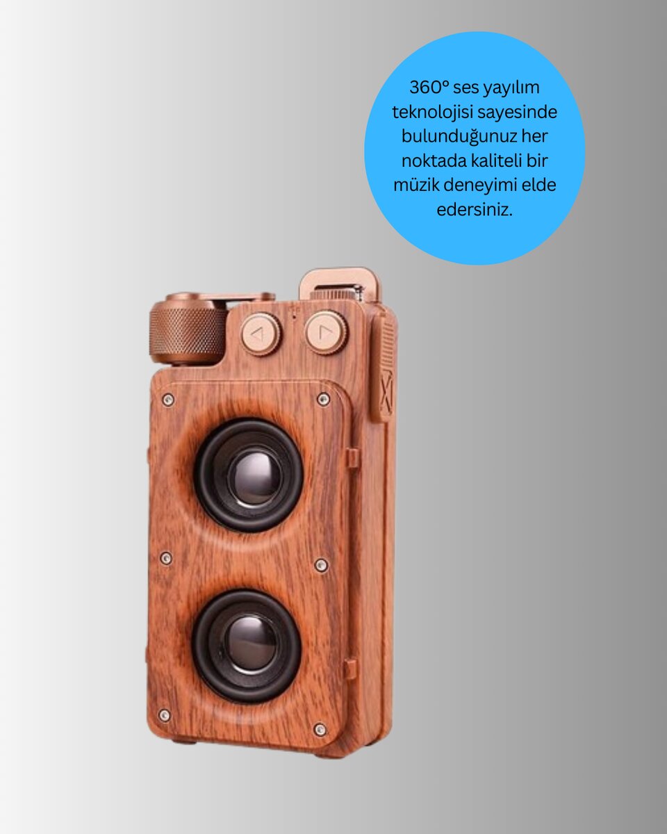 Klasik Görünümlü Bluetooth Hoparlör 360 Derece Stereo ve FM Radyo Klasik Görünümlü Bluetooth Hoparlör 360 Derece Stereo ve FM Radyo