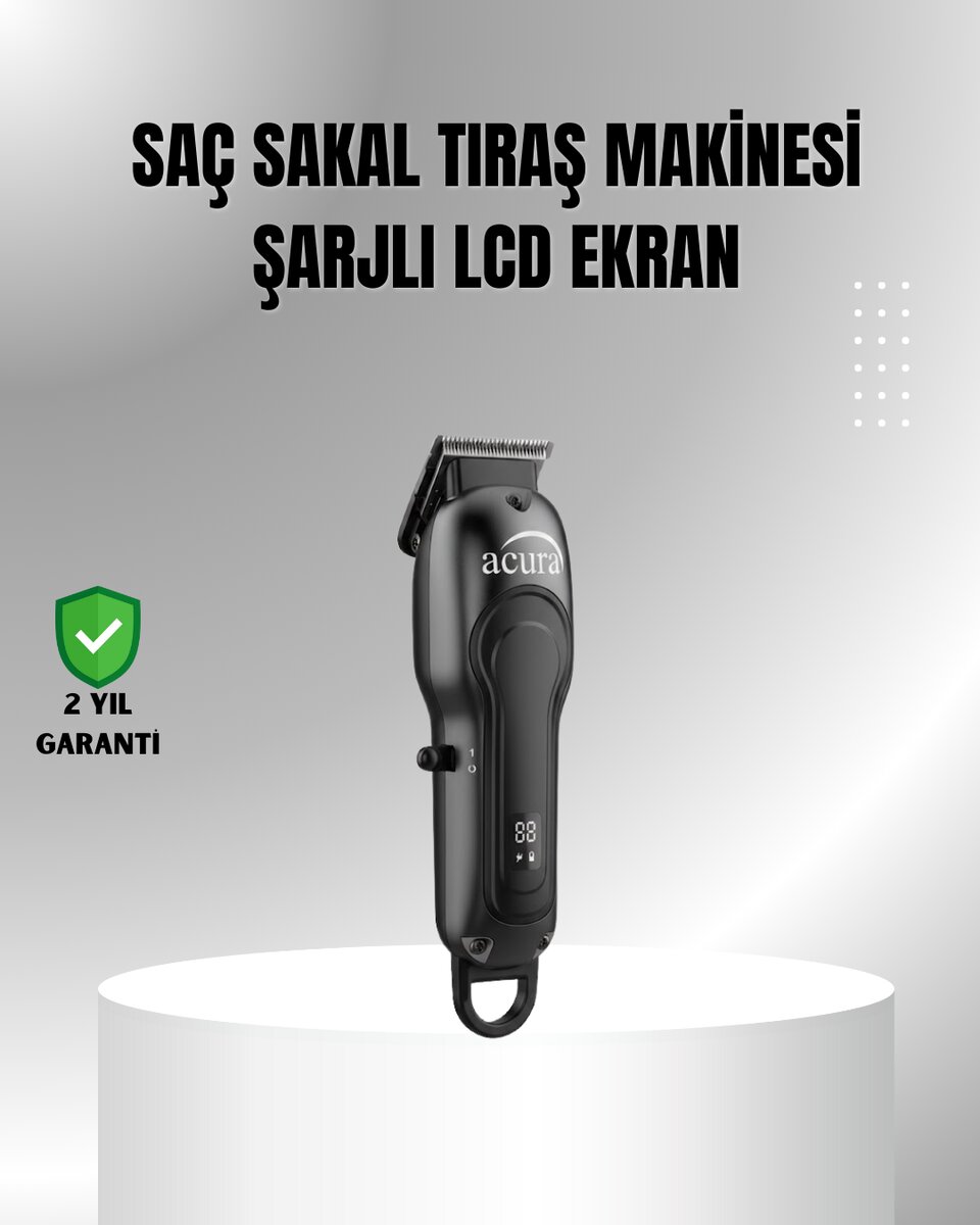 7000 RPM Güçlü Motorlu LCD Göstergeli Şarjlı Tıraş Makinesi 7000 RPM Güçlü Motorlu LCD Göstergeli Şarjlı Tıraş Makinesi