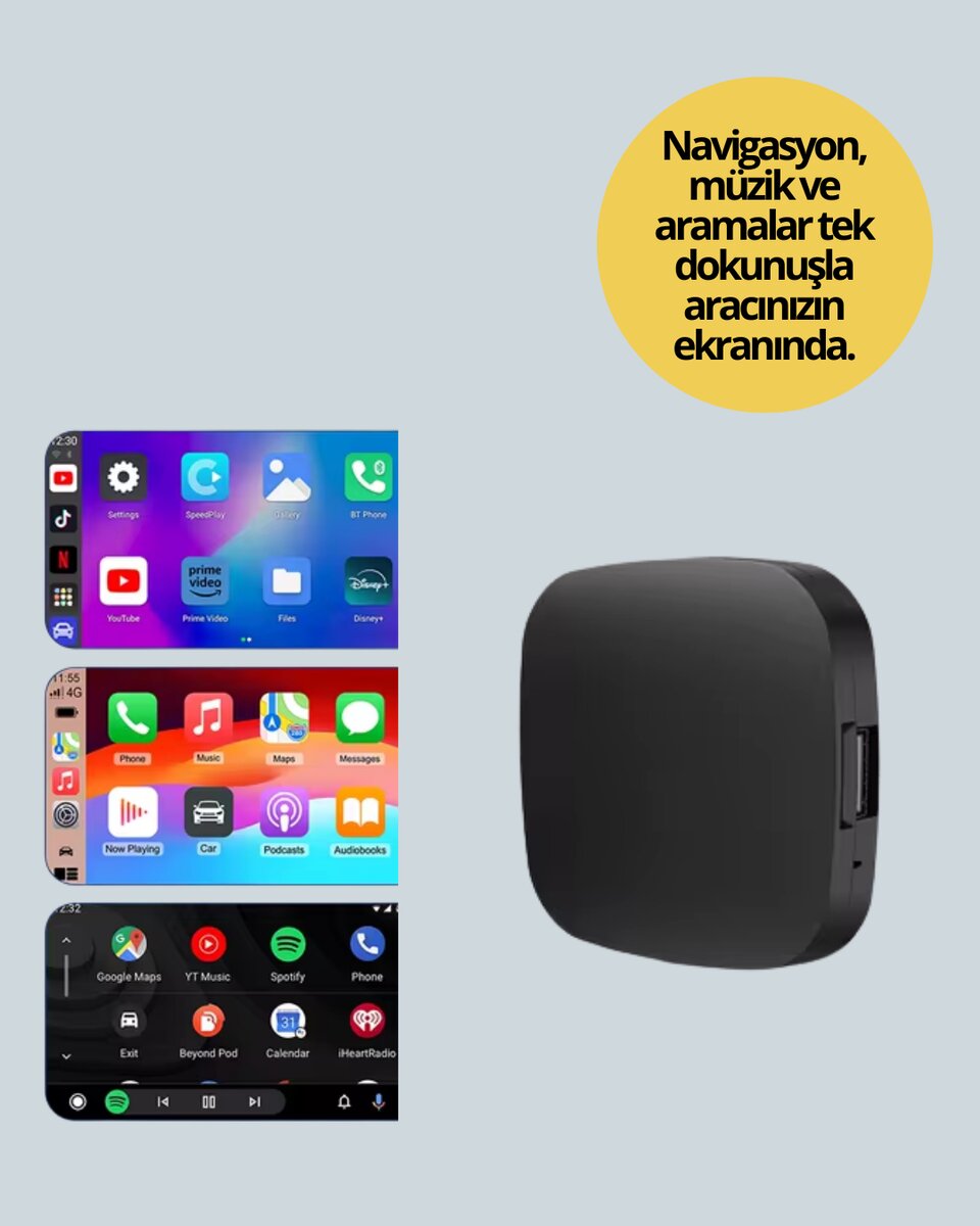5.8GHz WiFi Destekli Kablosuz Android Auto Dönüştürücü 5.8GHz WiFi Destekli Kablosuz Android Auto Dönüştürücü
