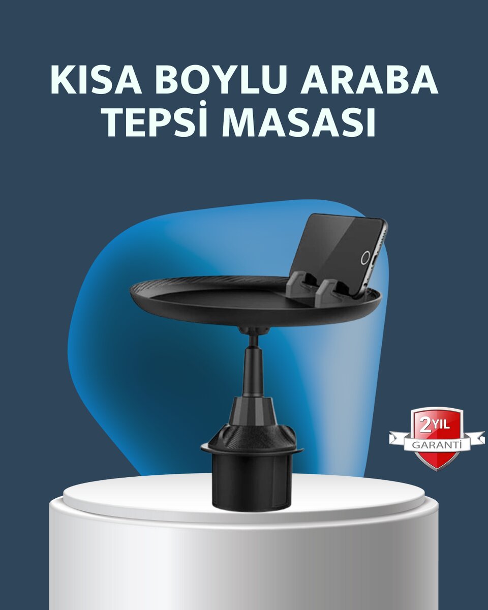 Araç İçi 360° Ayarlanabilir Bardaklık Tepsisi Geniş Yüzeyli ve Telefon Standlı Araç İçi 360° Ayarlanabilir Bardaklık Tepsisi Geniş Yüzeyli ve Telefon Standlı