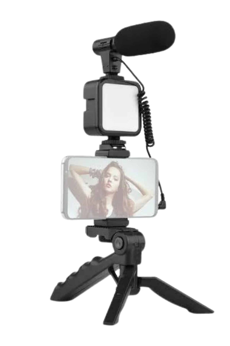 Tripod Telefon Tutucu Kumandalı Mikrofon Led Işık Vlog Video Kayıt Tripod Telefon Tutucu Kumandalı Mikrofon Led Işık Vlog Video Kayıt