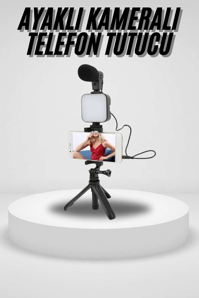 Akıllı Telefon Vlog Kiti Tripod Mini Mikrofonlu Telefon Tutucu Akıllı Telefon Vlog Kiti Tripod Mini Mikrofonlu Telefon Tutucu