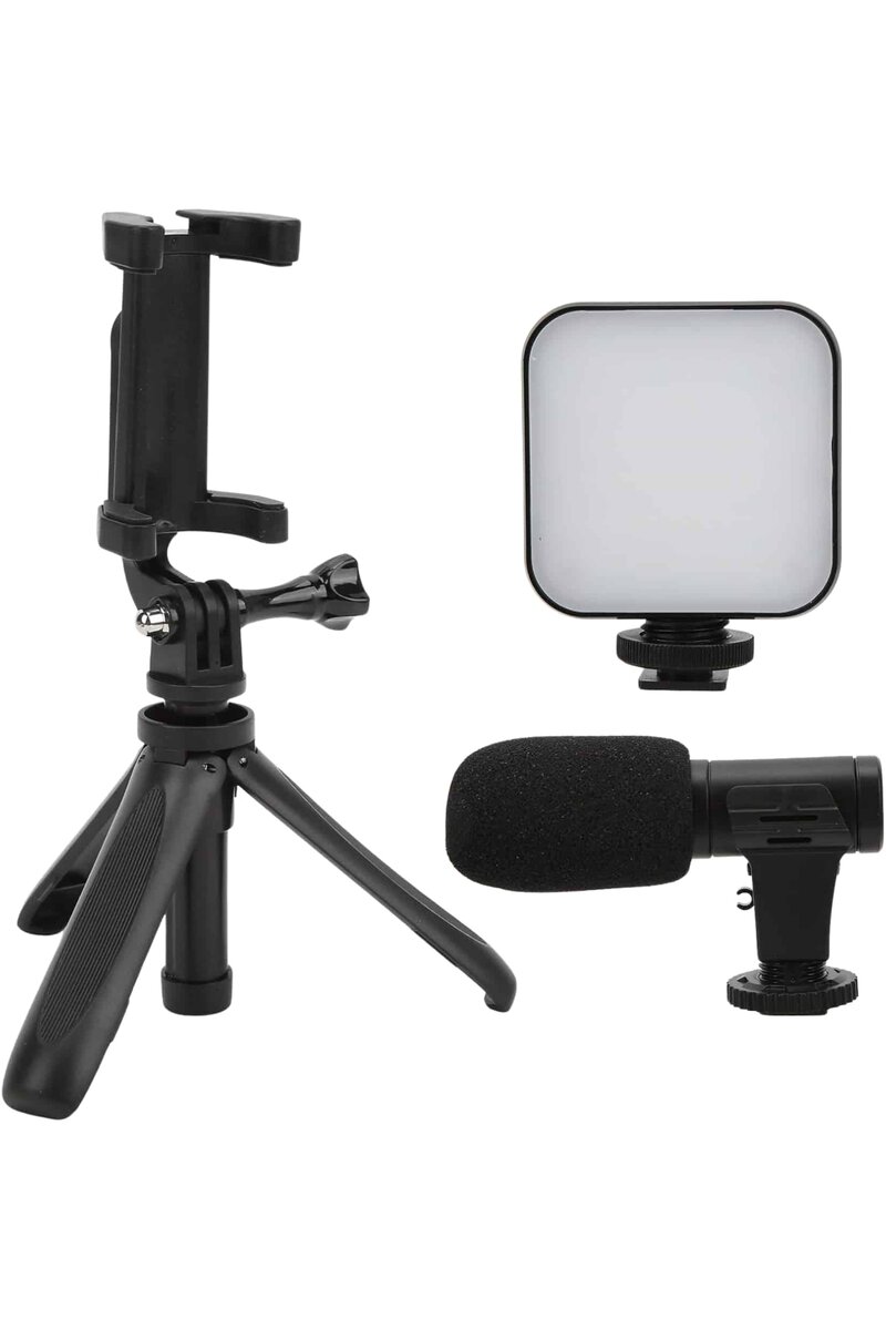 Akıllı Telefon Vlog Kiti Tripod Mini Mikrofonlu Telefon Tutucu Akıllı Telefon Vlog Kiti Tripod Mini Mikrofonlu Telefon Tutucu