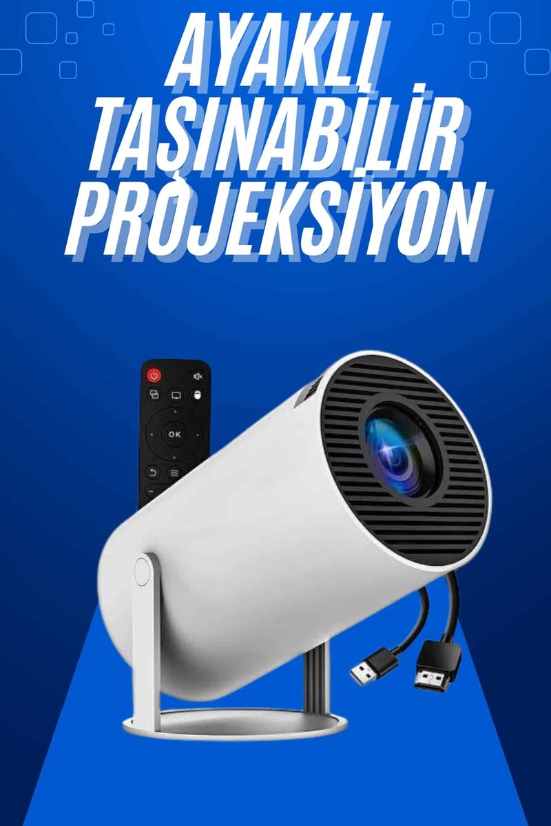 Taşınabilir Projeksiyon Ayaklı Projektör Android Uyumlu HDMI Girişli Taşınabilir Projeksiyon Ayaklı Projektör Android Uyumlu HDMI Girişli