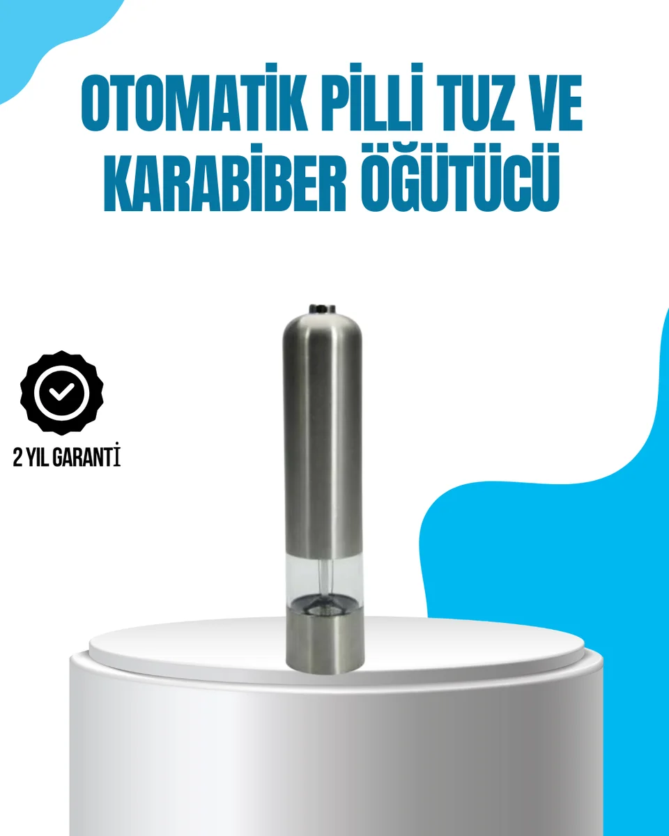 Pilli Otomatik Baharat Değirmeni Tek Tuşla Kolay Kullanım Pilli Otomatik Baharat Değirmeni Tek Tuşla Kolay Kullanım