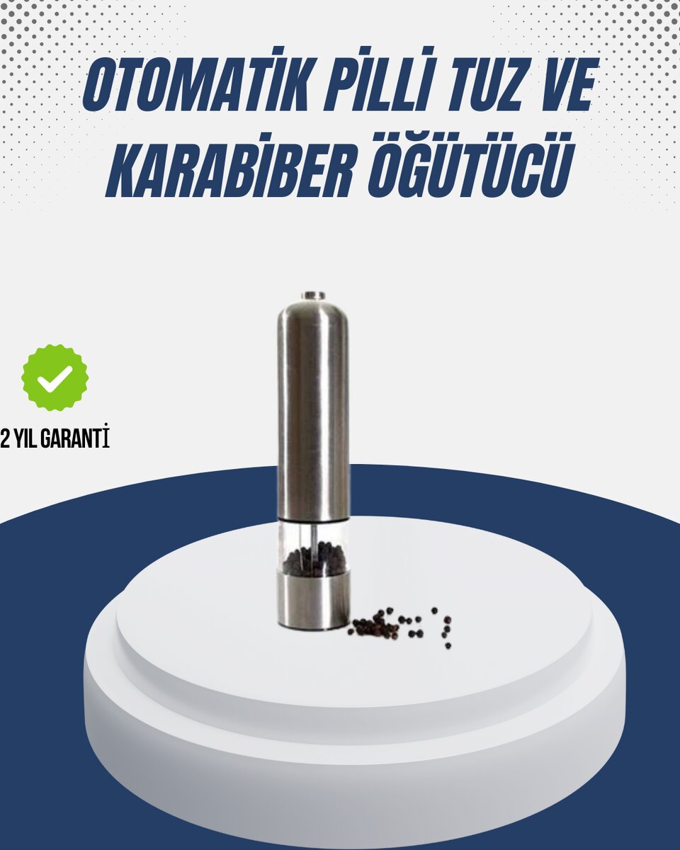 Otomatik Baharat Değirmeni Paslanmaz Gövde Ergonomik Tasarım Otomatik Baharat Değirmeni Paslanmaz Gövde Ergonomik Tasarım