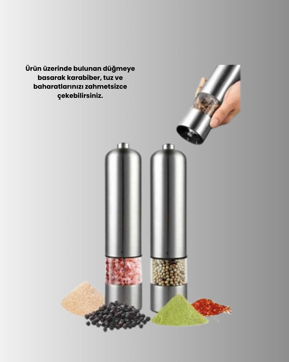 Tek Elle Kullanılan Otomatik Baharat Değirmeni Işıklı Sistem
