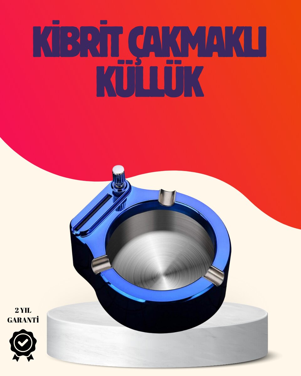 Yuvarlak Metal Küllük Çakmak Entegreli Dayanıklı Yapı Yuvarlak Metal Küllük Çakmak Entegreli Dayanıklı Yapı