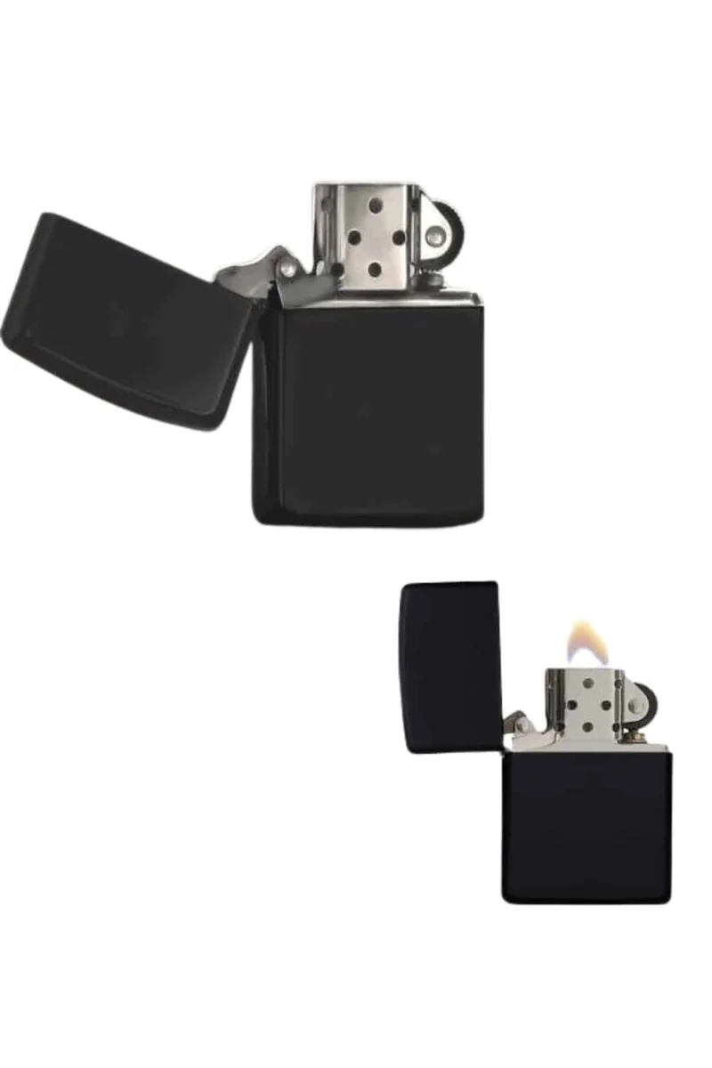 Çakmak Parlak Siyah Zippo Benzinli Çakmak Cep Boy Doldurulabilir Çakmak Parlak Siyah Zippo Benzinli Çakmak Cep Boy Doldurulabilir