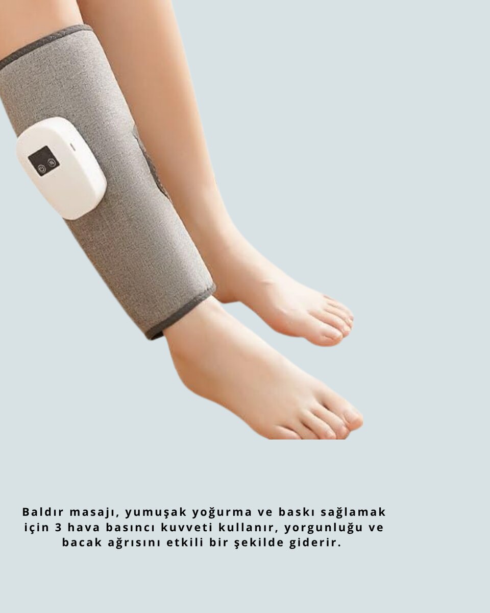 Kablosuz Isıtmalı Baldır Masaj Aleti – 3 Hava Basınçlı, Titreşimli ve Sıcak Kompres Fonksiyonlu Kablosuz Isıtmalı Baldır Masaj Aleti – 3 Hava Basınçlı, Titreşimli ve Sıcak Kompres Fonksiyonlu