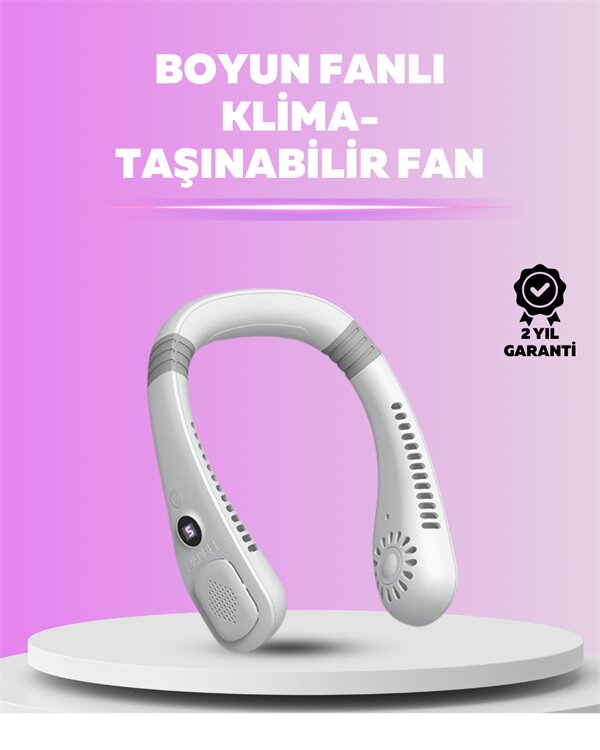 Giyilebilir Bladeless Boyun Fanı | 360° Serinlik, 5 Kademe Rüzgar, USB Şarjlı Sessiz Mini Klima Giyilebilir Bladeless Boyun Fanı | 360° Serinlik, 5 Kademe Rüzgar, USB Şarjlı Sessiz Mini Klima