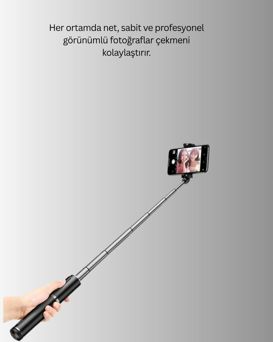 Bluetooth’lu Işıklı Selfie Çubuğu – Katlanabilir, 130 cm Bluetooth’lu Işıklı Selfie Çubuğu – Katlanabilir, 130 cm