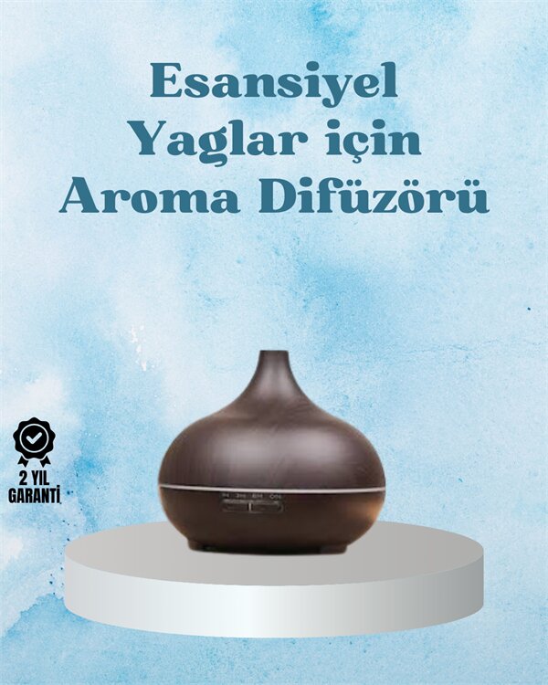 Sessiz Çalışan Aromaterapi Difüzörü – 4 Zaman Ayarlı, 7 Renkli Işık Seçeneği Sessiz Çalışan Aromaterapi Difüzörü – 4 Zaman Ayarlı, 7 Renkli Işık Seçeneği