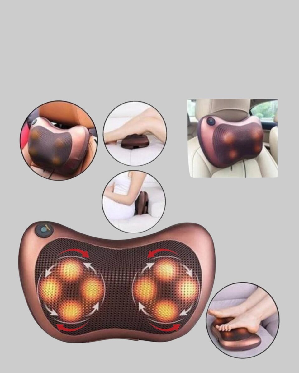 Isıtma Özellikli Derin Yoğurma Masaj Yastığı Priz & Çakmak Girişli
