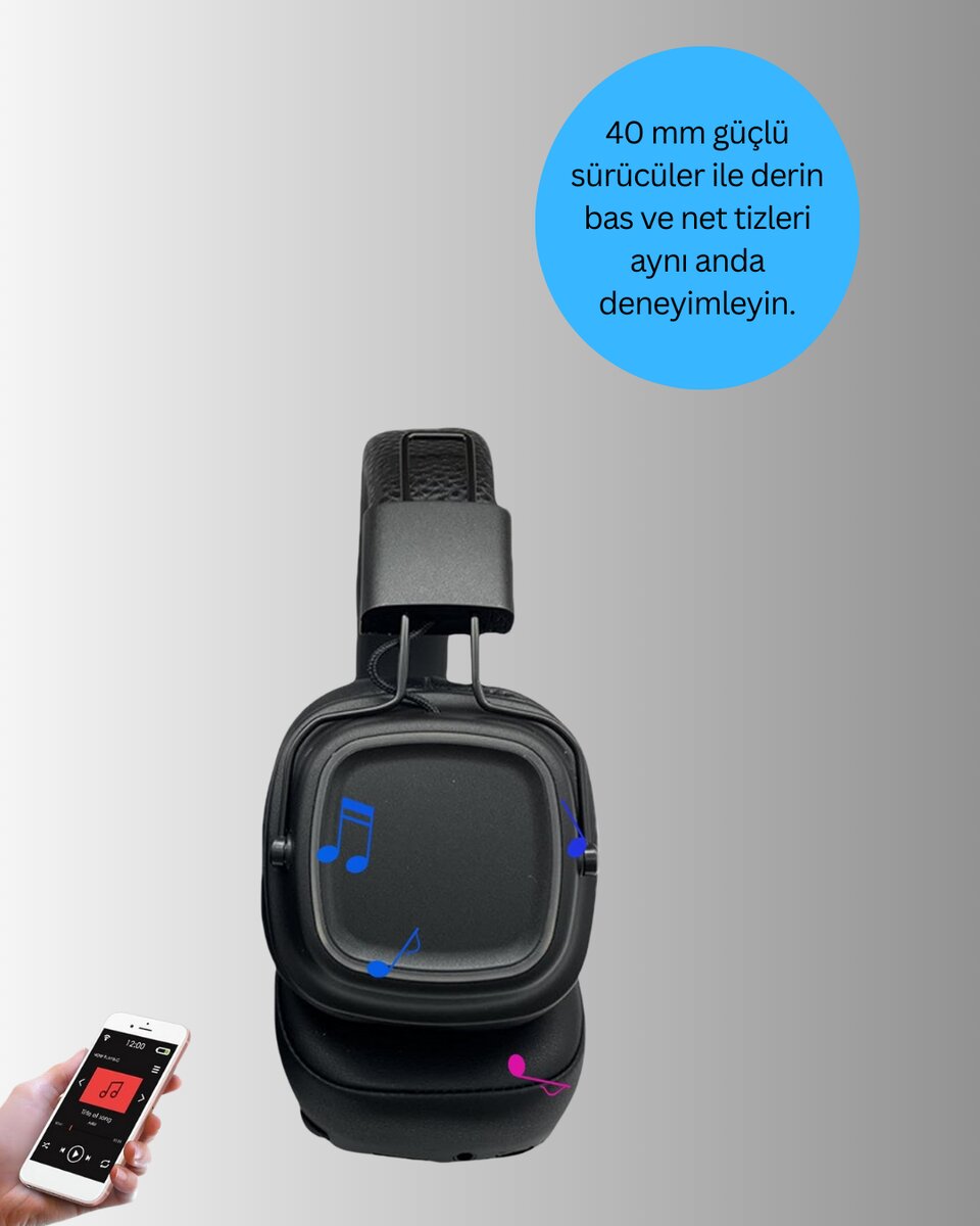 Deep Bass Destekli Kablosuz Katlanabilir Kulak Üstü Kulaklık Deep Bass Destekli Kablosuz Katlanabilir Kulak Üstü Kulaklık