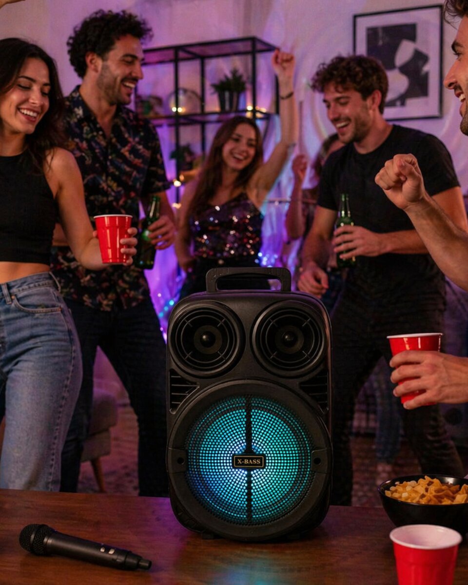 Kablosuz Karaoke Hoparlör Mikrofonlu RGB Işıklı 6.5 İnç Bluetooth Speaker Taşınabilir Kablosuz Karaoke Hoparlör Mikrofonlu RGB Işıklı 6.5 İnç Bluetooth Speaker Taşınabilir