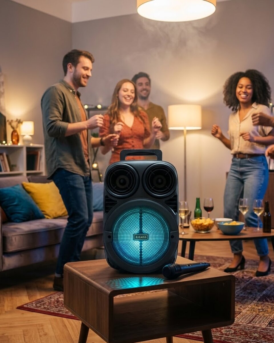 Bluetooth Taşınabilir Karaoke Hoparlör 6.5 İnç Mikrofonlu RGB Işıklı USB TF Kart Destekli Bluetooth Taşınabilir Karaoke Hoparlör 6.5 İnç Mikrofonlu RGB Işıklı USB TF Kart Destekli