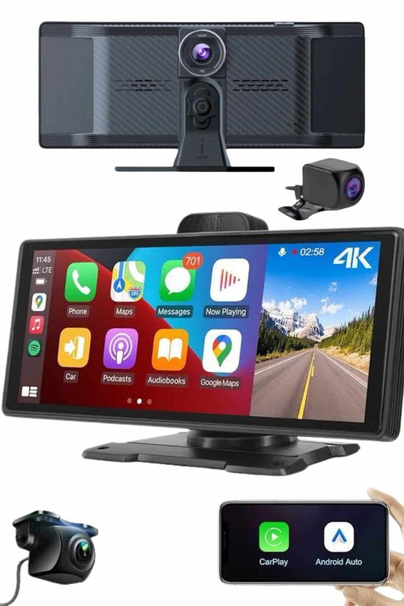 Android ve İOS Uyumlu Ön Arka Çift Kameralı Araç Ekranı Dokunmatik CarPlay Android ve İOS Uyumlu Ön Arka Çift Kameralı Araç Ekranı Dokunmatik CarPlay
