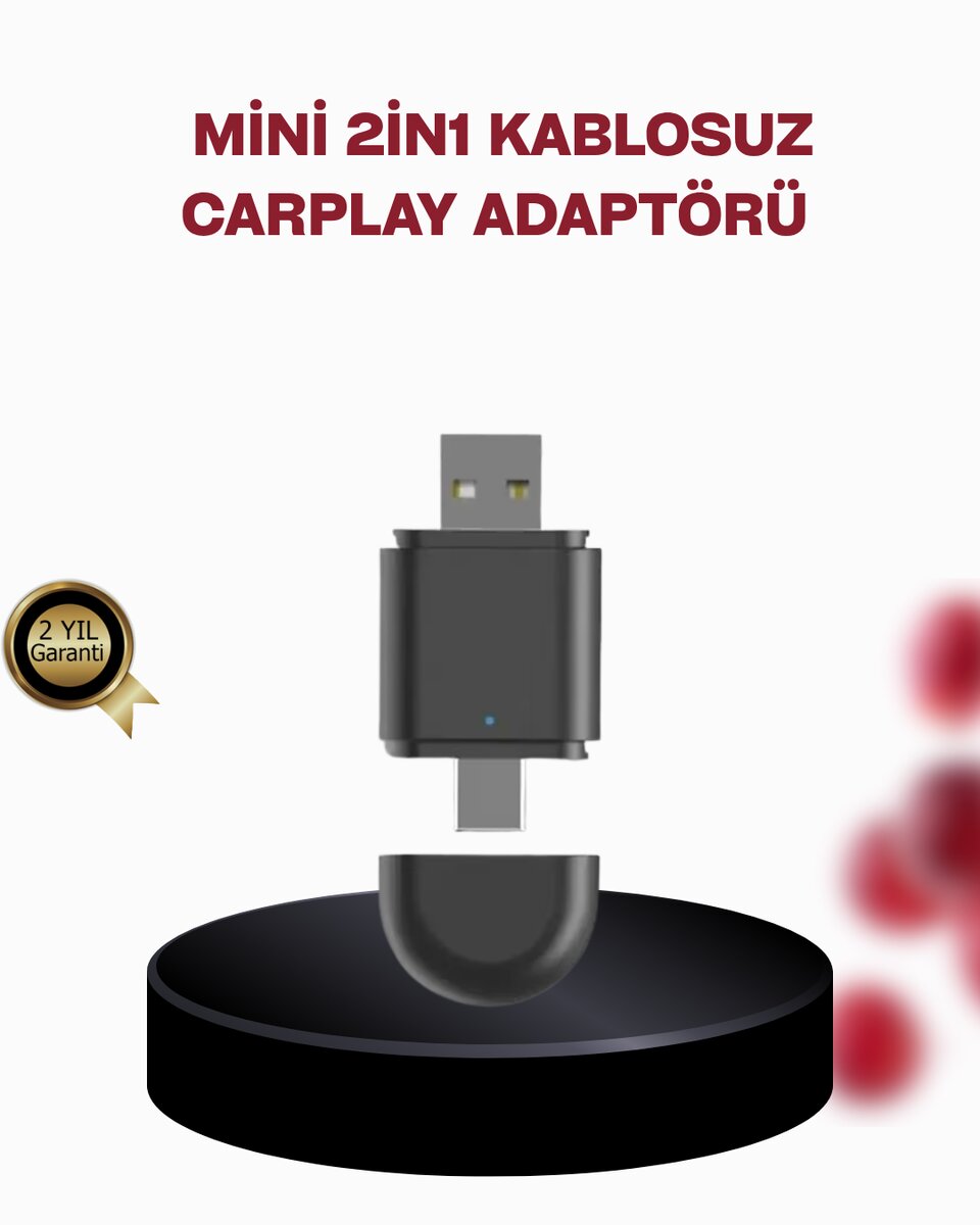 Kablosuz CarPlay Adaptörü – Bluetooth 5.4 ve Wi-Fi 6 Teknolojili Tak & Çalıştır Dönüştürücü Kablosuz CarPlay Adaptörü – Bluetooth 5.4 ve Wi-Fi 6 Teknolojili Tak & Çalıştır Dönüştürücü
