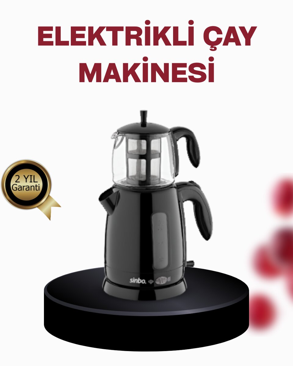 Cam Demlikli 20 Bardak Kapasiteli Elektrikli Çaycı Cam Demlikli 20 Bardak Kapasiteli Elektrikli Çaycı