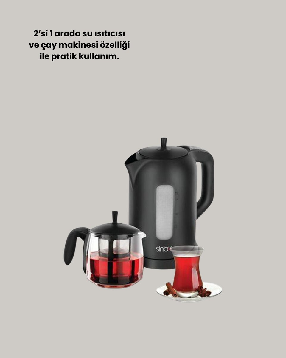0,9 L Cam Demlik ve 1,7 L Su Haznesi ile Çay Keyfi 0,9 L Cam Demlik ve 1,7 L Su Haznesi ile Çay Keyfi