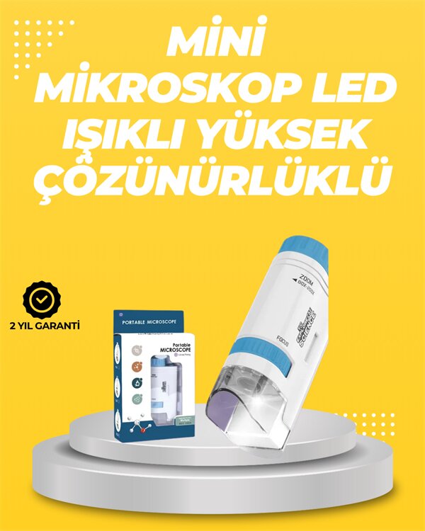 Taşınabilir LED Işıklı Cep Mikroskop – 80X–200X Büyütme Taşınabilir LED Işıklı Cep Mikroskop – 80X–200X Büyütme
