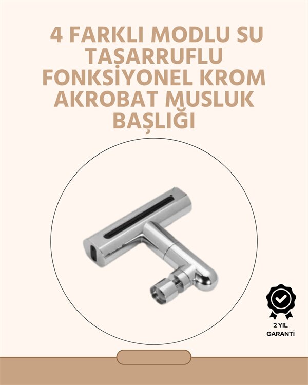 360° Dönüşlü Su Akışı Başlığı | 4'ü 1 Arada Kullanım 360° Dönüşlü Su Akışı Başlığı | 4'ü 1 Arada Kullanım