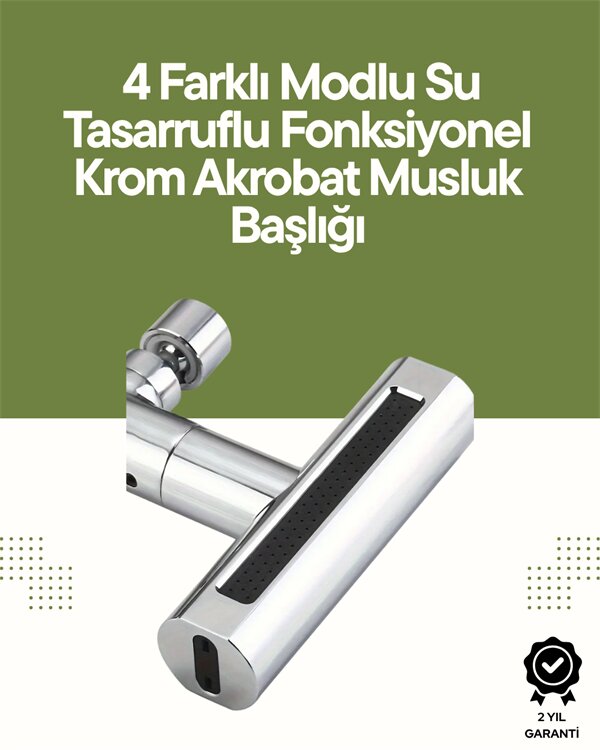 Krom Musluk Başlığı | 4'ü 1 Arada Su Çıkışı | Kolay Montajlı Krom Musluk Başlığı | 4'ü 1 Arada Su Çıkışı | Kolay Montajlı