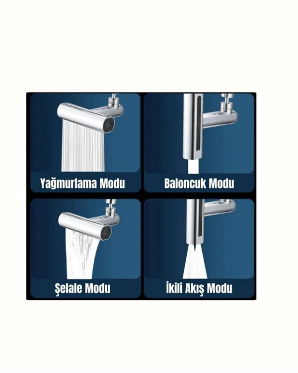 Çok Fonksiyonlu Musluk Başlığı | 4 Su Modu | Geniş Uyumlu Adaptör Seti | Mutfak ve Banyo Uyumlu Çok Fonksiyonlu Musluk Başlığı | 4 Su Modu | Geniş Uyumlu Adaptör Seti | Mutfak ve Banyo Uyumlu
