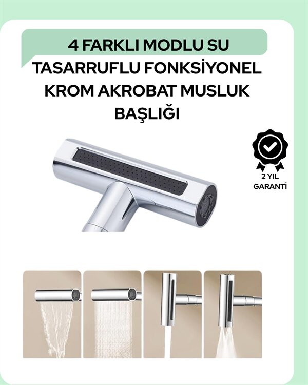 Çok Fonksiyonlu Musluk Başlığı | 4 Su Modu | Geniş Uyumlu Adaptör Seti | Mutfak ve Banyo Uyumlu Çok Fonksiyonlu Musluk Başlığı | 4 Su Modu | Geniş Uyumlu Adaptör Seti | Mutfak ve Banyo Uyumlu