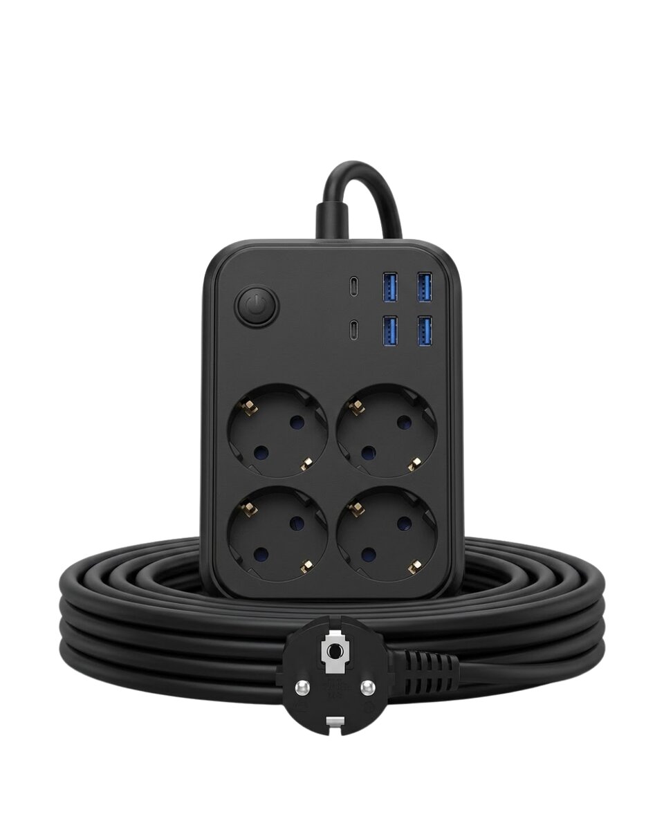 Akım Korumalı Çoklu Priz 4 USB 2 Type C 4 Priz Güvenli ve Hızlı Şarj Akım Korumalı Çoklu Priz 4 USB 2 Type C 4 Priz Güvenli ve Hızlı Şarj