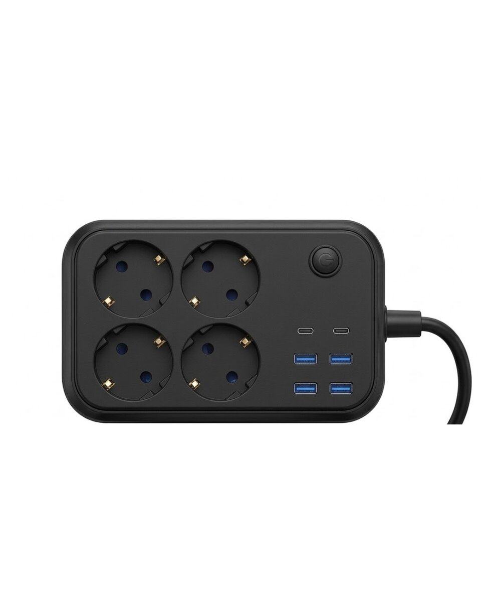 Termal Korumalı Uzatma Kablosu 4 Priz USB ve Type C Çoklu Şarj İstasyonu Termal Korumalı Uzatma Kablosu 4 Priz USB ve Type C Çoklu Şarj İstasyonu