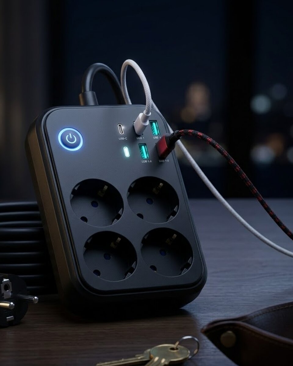 Akım Korumalı Uzatma Prizi 4 USB 2 Type C Dayanıklı ve Güvenli Tasarım Akım Korumalı Uzatma Prizi 4 USB 2 Type C Dayanıklı ve Güvenli Tasarım