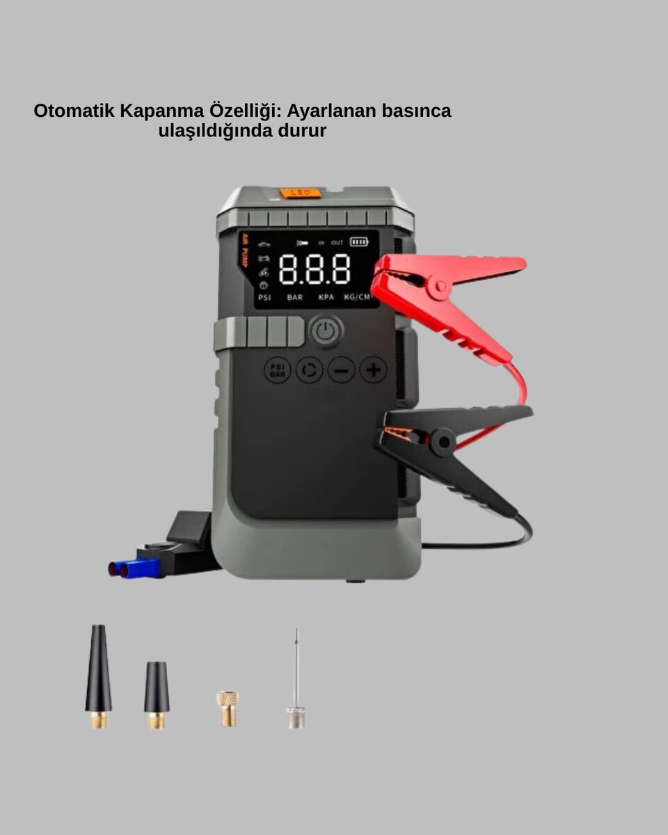 Taşınabilir Akü Takviye Cihazı Işıklı Hava Kompresörü Powerbank Taşınabilir Akü Takviye Cihazı Işıklı Hava Kompresörü Powerbank