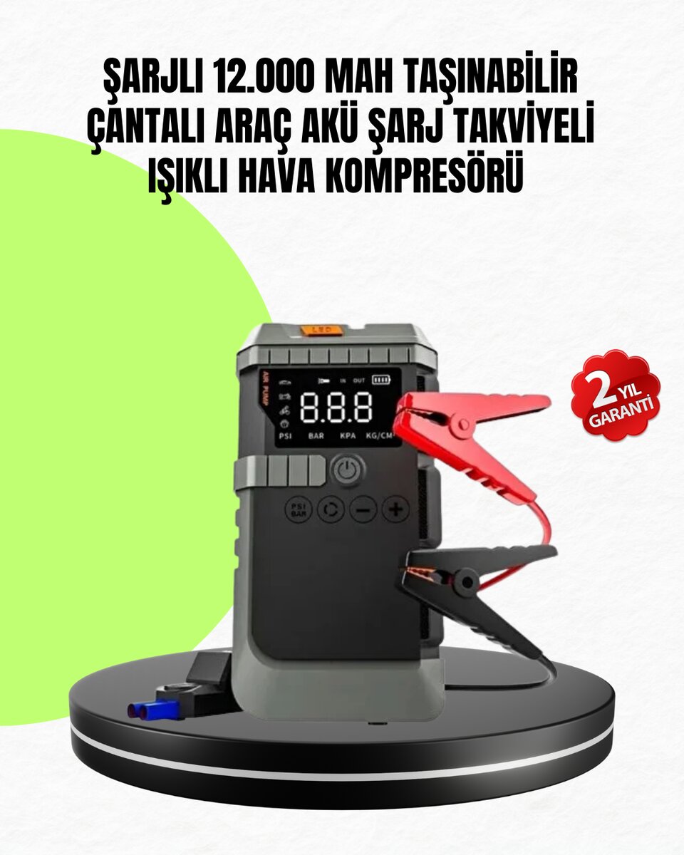 4’ü 1 Arada Powerbank Özellikli Araç Akü Şarj Takviye Cihazı 4’ü 1 Arada Powerbank Özellikli Araç Akü Şarj Takviye Cihazı
