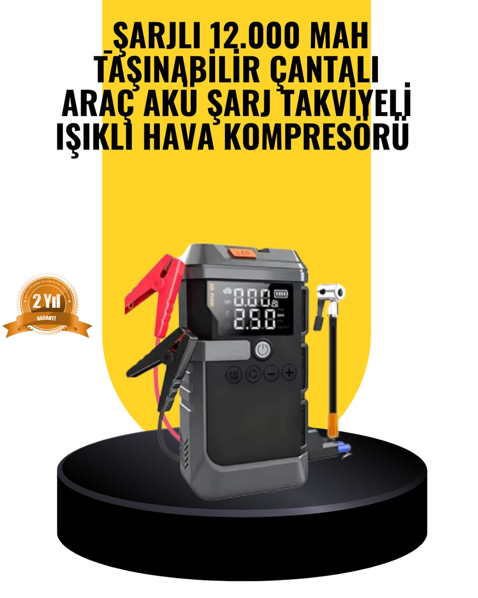 Işıklı Hava Kompresörlü Taşınabilir Akü Takviye Ünitesi Işıklı Hava Kompresörlü Taşınabilir Akü Takviye Ünitesi