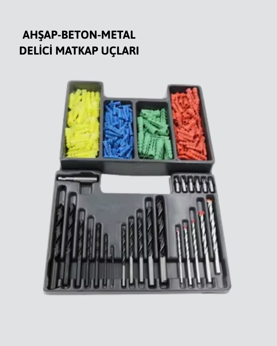 Kapsamlı Matkap Ucu Seti Organizer Kutulu Ahşap Metal Beton Delme Kapsamlı Matkap Ucu Seti Organizer Kutulu Ahşap Metal Beton Delme