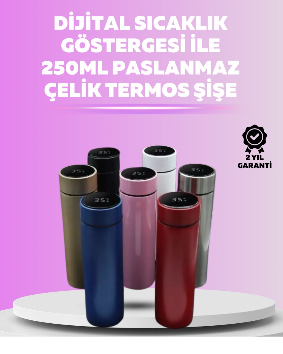 LED Sıcaklık Ölçerli 250 ml Yalıtımlı Termos Şişe LED Sıcaklık Ölçerli 250 ml Yalıtımlı Termos Şişe