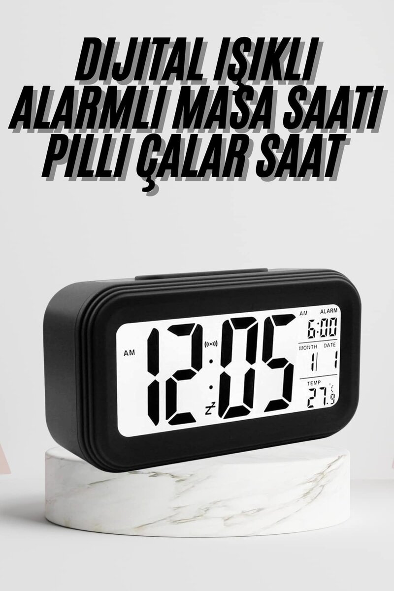 Dijital Masa Saati Termometre Takvim Led Ekran Pilli Ev Ofis Masası