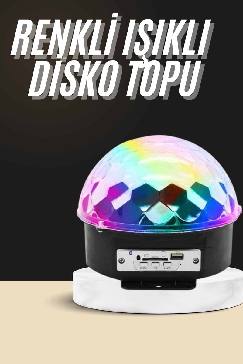 Led Işık Disko Topu Bluetooth Hoparlörlü USB Müzik Çalar Kumandalı Led Işık Disko Topu Bluetooth Hoparlörlü USB Müzik Çalar Kumandalı